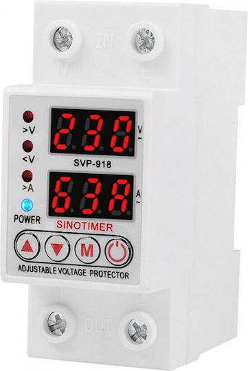 Digital Safety Relay Voltage Protection Sinotimer 63a Svp-918-63a Dual Led Display Automatic Recovery