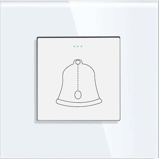 Buton Sonerie Ramă Sticlă Alb Luxon