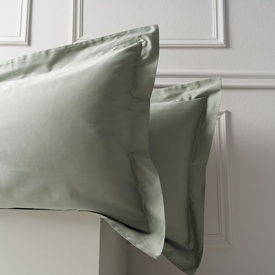 Vesta Home Cotton Satin Duvet Cover Set 260x240cm King Size with 2 Pillowcases Nemesis Olive