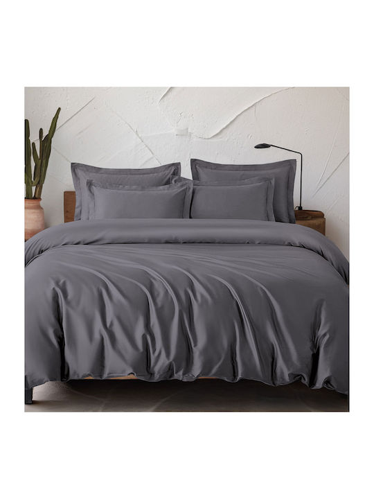 Rythmos Σετ Παπλωματοθήκη 240x260cm Υπέρδιπλη με 2 Μαξιλαροθήκες Γκρι Καφε