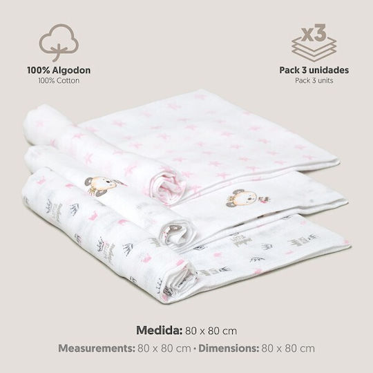 Interbaby Πάνες Αγκαλιάς Γκρι 80x80εκ. 3τμχ