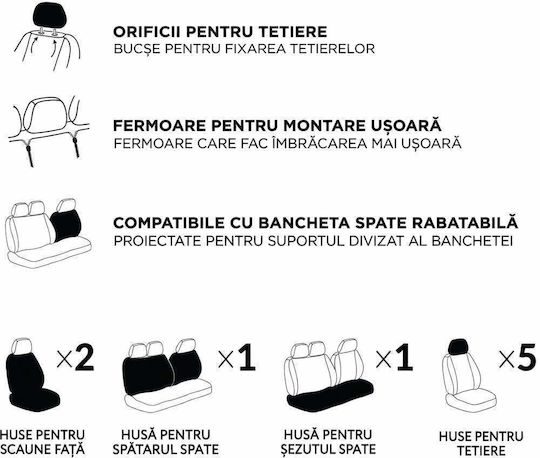 Universal Seat Covers Set Hlx4 Compatible Nissan New – Black Grey