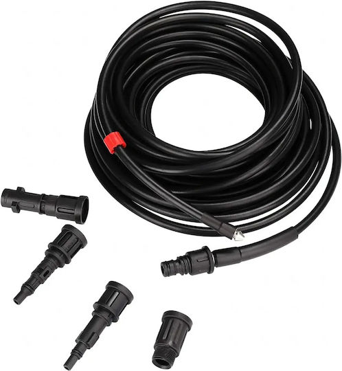 Furtun Desfundare Țevi Zola 15 M 160 Bar 4 Adaptoare Compatibil Cu Aparat De Spălat Cu Presiune Pvc Negru