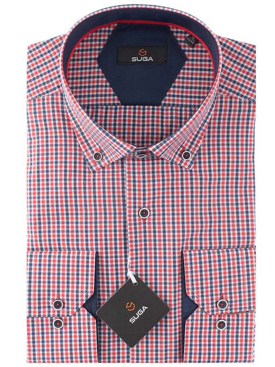 Long Sleeve Shirt Regular Fit Checked Red