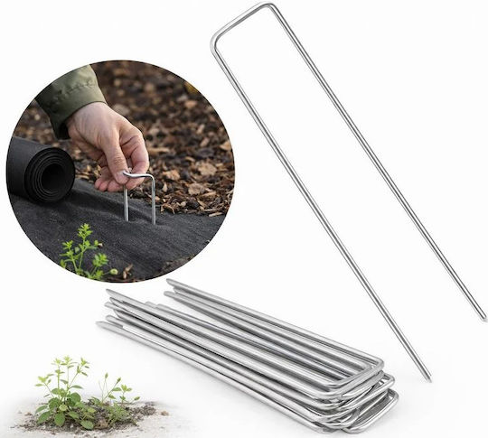 Set 50 Agrotextile Fixing Nails Zola U-shaped Galvanized Steel 2.2 X 40 X 100 Mm Silver
