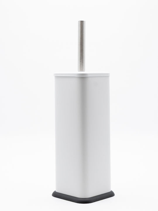 TnS Hotel Cubic Metallic Bathroom Brush and Trash Can Set Soft Close 5l White