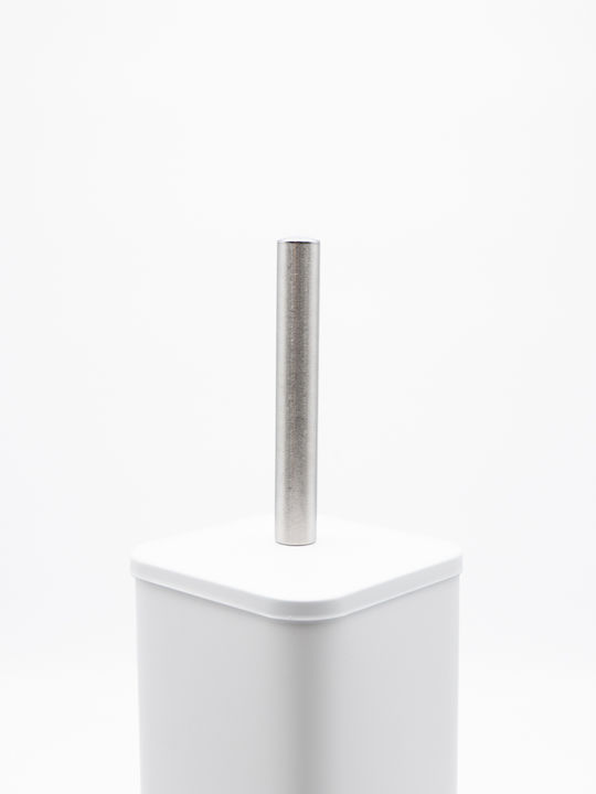 TnS Hotel Cubic Metallic Bathroom Brush and Trash Can Set Soft Close 5l White