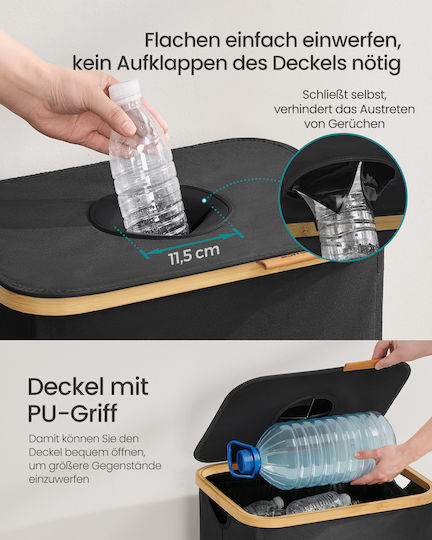 Songmics Recycling Mülleimer Kunststoff mit Sensor 100lt Schwarzer