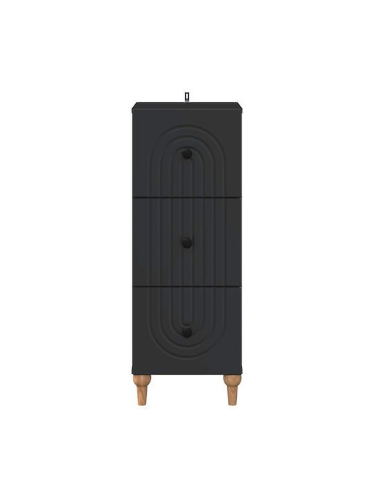 vidaXL Kommode Schlafzimmer aus Holz & Metall Schwarz 33x34.5x90cm