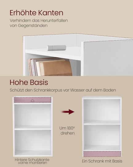 Bedside Table Wooden White 40x30x60cm