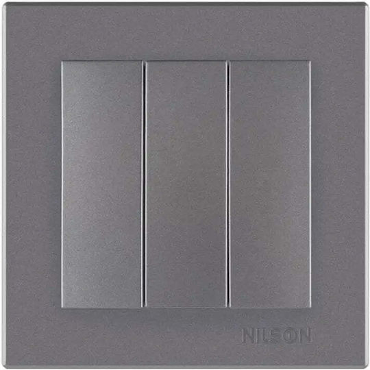 Nilson Comutator De Perete Electric Încastrat Triplu Gri