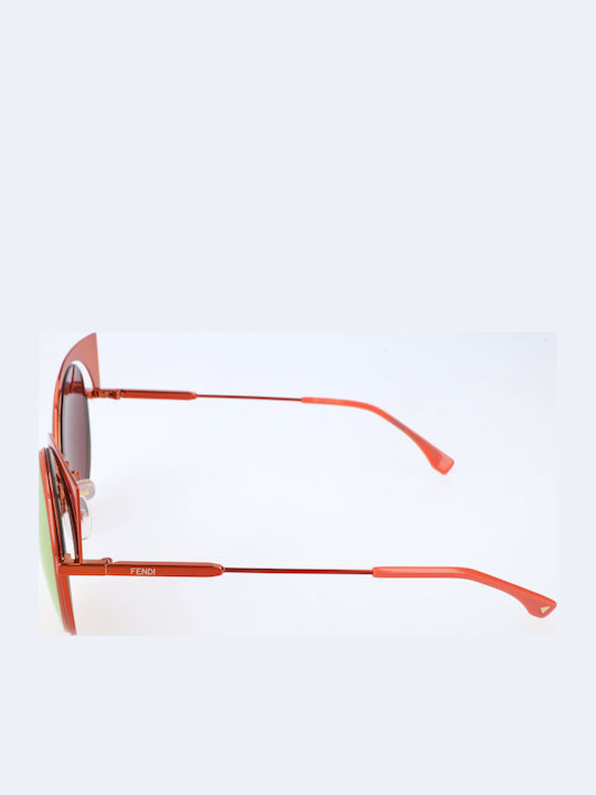 Fendi Unisex Γυαλιά Ηλίου με Κόκκινο Σκελετό και Πορτοκαλί Φακό