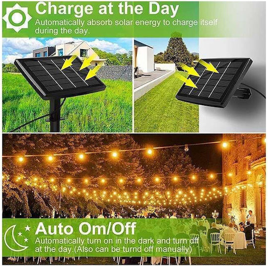 Set aus 20 Hängenden Solarleuchten Girlande 6W 150lm Warmes Weiß mit Fotowiderstand