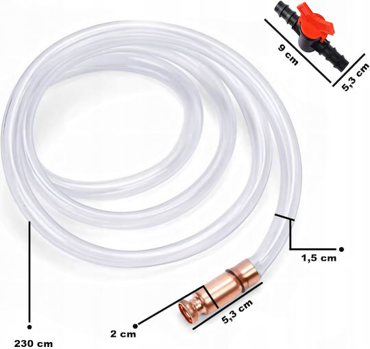 Furtun Autoamorsant Transfer Lichide Zola 230 Cm Diametru 18 Mm Cupru Pvc Transparent