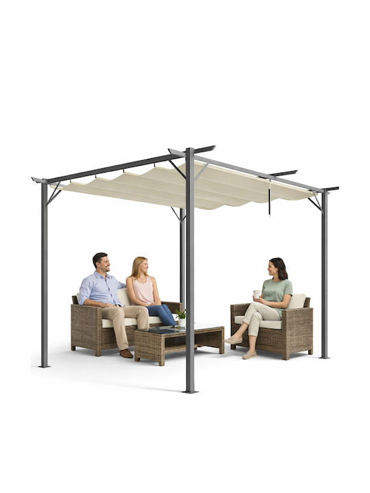 Bakaji Garden Gazebo with LEDs Beige 3x3m