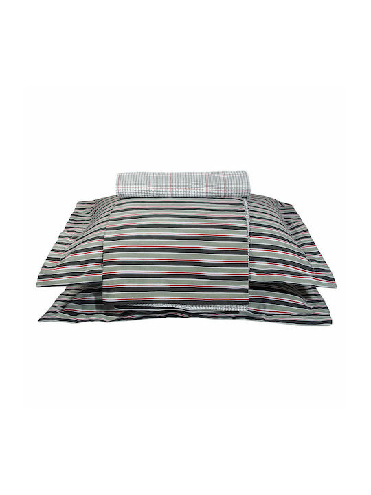 Greenwich Polo Club Duvet Cover Set Cotton Queen with 2 Pillowcases 220x240 2123 Grey / White / Bordeaux