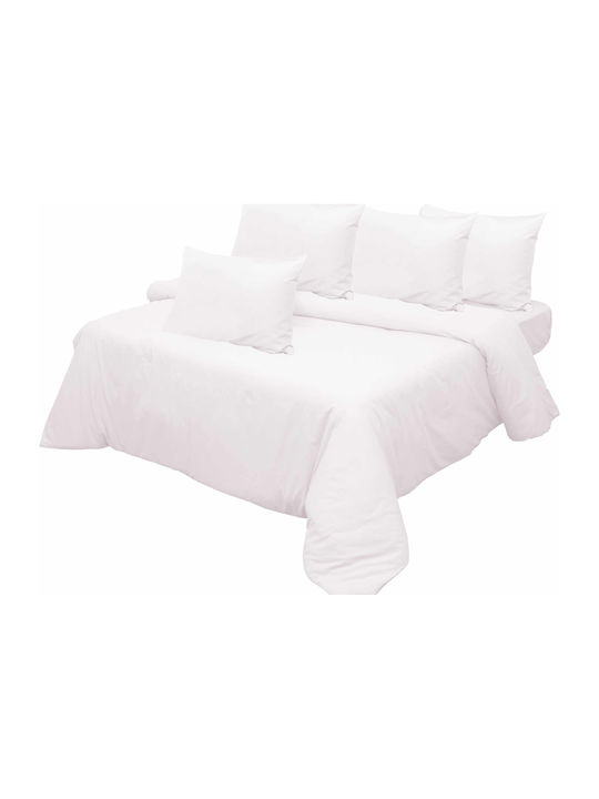 Viopros Viopros Cotton Duvet Cover Set 220x240cm Super King with 2 Pillowcases White