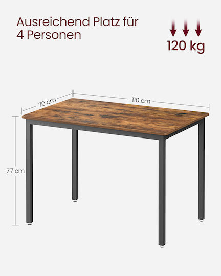 Metallischer Esszimmertisch Braun-Schwarz 70x110x77cm