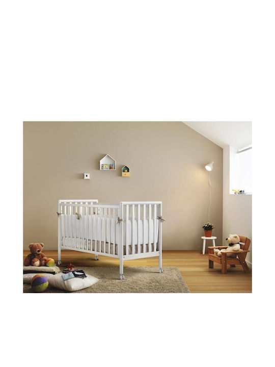 Pali Căsuță Pentru Bebeluși Flippy Albă cu Saltea 64x126cm