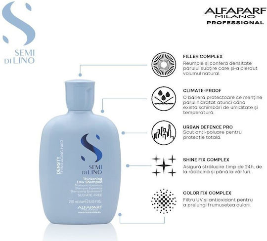 Alfaparf Milano Professional Semi Di Lino Șampon Reconstrucție/Hrană și Volum pentru Păr Fragil 250ml