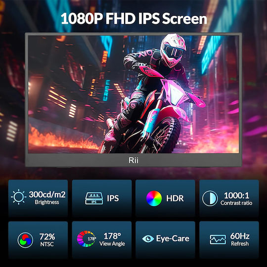 Riitek RS100 IPS HDR Tragbarer Monitor 15,6" FHD 1920x1080 Graue