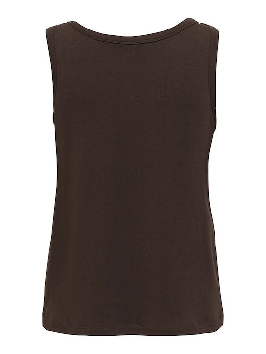 Women's Sleeveless Brown Blouse