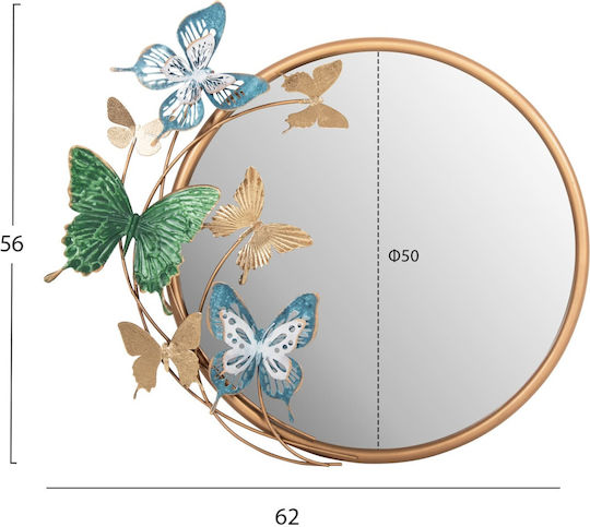 HomeMarkt HM4213 Καθρέπτης Χρυσός Διαμέτρου 50cm
