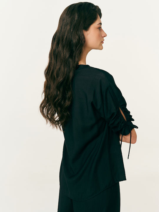 Women's Blouse with 3/4 Sleeve Black