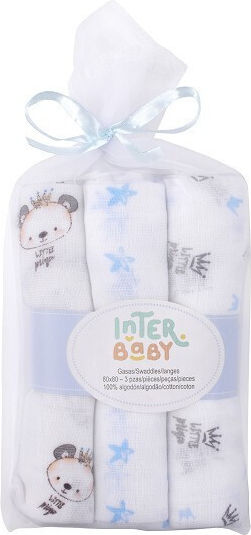 Interbaby Πάνα Αγκαλιάς 80x80cm 3τμχ