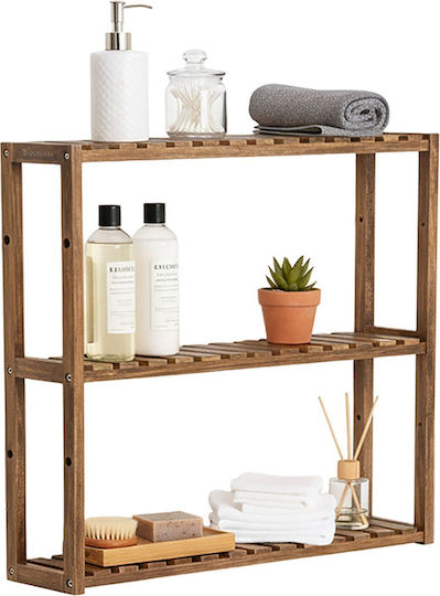 Relaxdays Επιτοίχια Ραφιέρα Μπάνιου Ξύλινη 54x60x15cm Καφέ