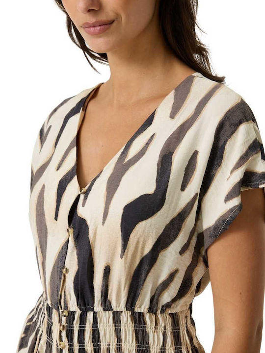 Sommer Midi Hemdkleid Tierdruck