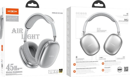 Moxom MX-WL75 Ασύρματα / Ενσύρματα Over Ear Ακουστικά και Quick Charge Ασημί