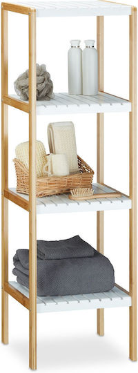 Relaxdays Floor Bathroom Shelf Bamboo with 4 Shelves 110x33x34cm Brown