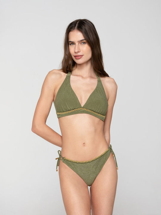 Bikini Brazil με Κορδονάκια Χακι
