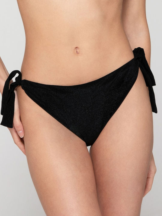 Bikini Slip with Laces Black
