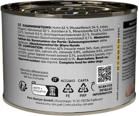 Lucky Jim Wet Food For Elderly Dogs With Chicken Salmon And Carrot 200gr