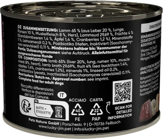 Lucky Jim Υγρή Τροφή Σκύλων με Αρνί 200gr