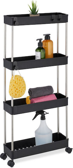 Relaxdays Floor Bathroom Shelf Plastic with 4 Shelves 88x41.5x14.5cm Gray