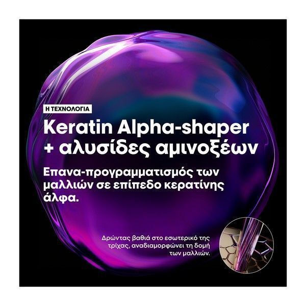 L'Oréal Professionnel Keratin Alpha Sleek Σαμπουάν Αναδόμησης/Θρέψης & Όγκου για Φριζαρισμένα Μαλλιά 500ml
