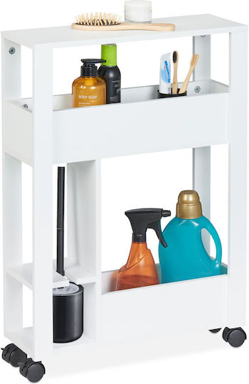 Relaxdays Floor Bathroom Shelf Wooden 71.5x17x50cm White