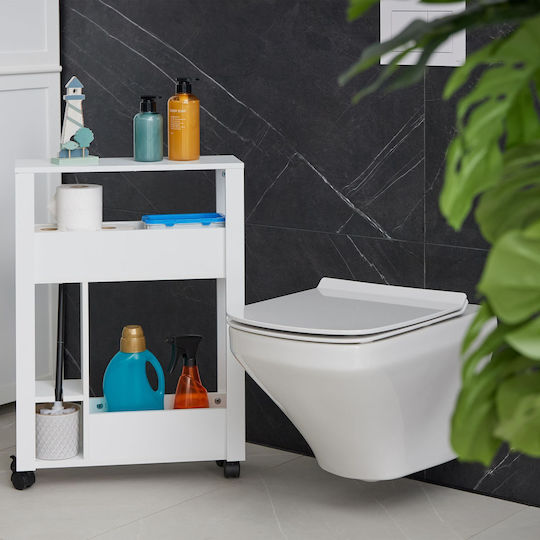 Relaxdays Floor Bathroom Shelf Wooden 71.5x17x50cm White