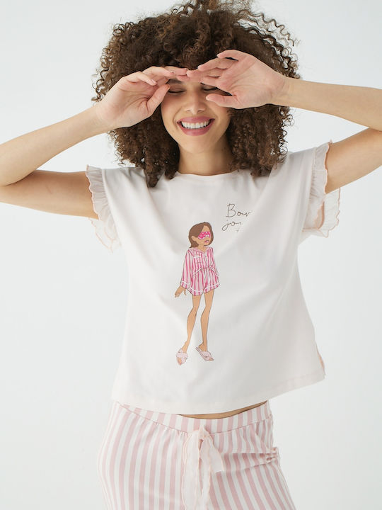 Set Pijamale Dama De Vară Pudră