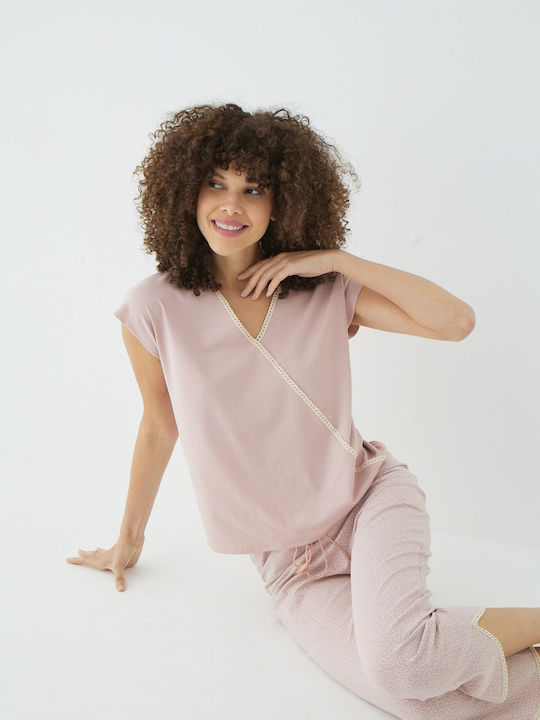 Set Pijamale Dama De Vară Pastel Bej