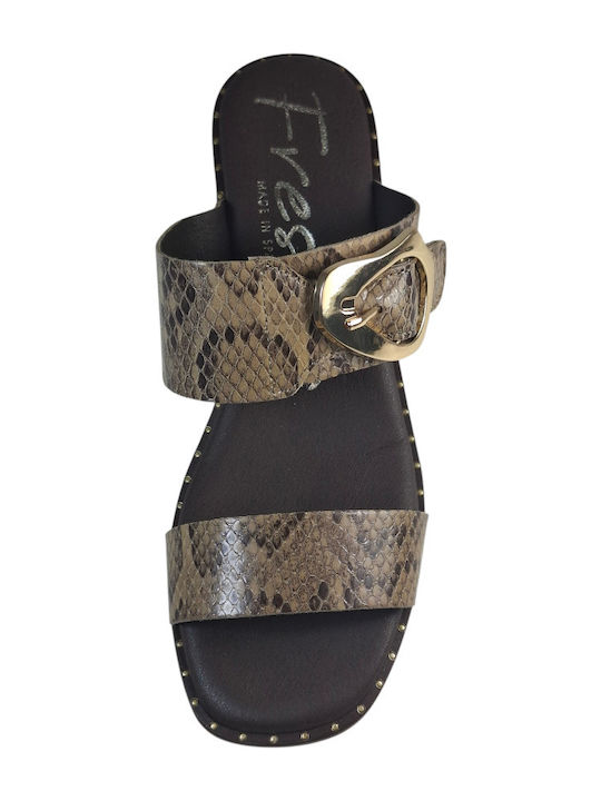 Brown Sandals 555-02-Snake-Print