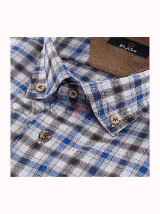 Long Sleeve Shirt Regular Fit Checked Sky Blue