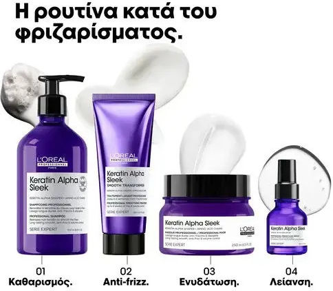 L'Oréal Professionnel Keratin Alpha Sleek Refill Σαμπουάν Αναδόμησης/Θρέψης & Όγκου για Φριζαρισμένα Μαλλιά 1000ml
