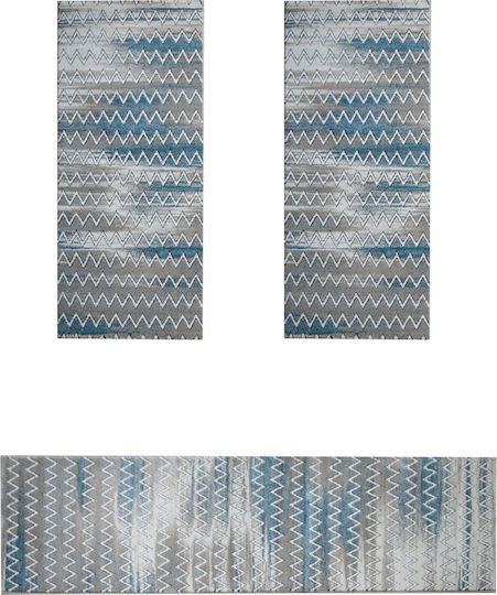 Sprintzio Schlafzimmer-Teppichsets Creme-Türkis 7809 3 Stück