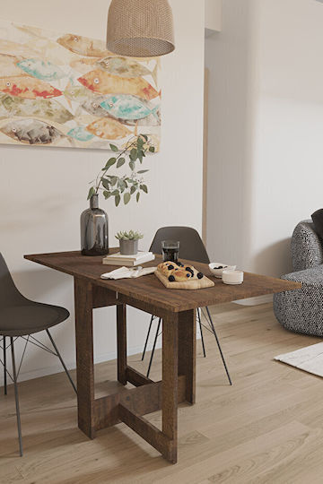 Stewehome Collapsible Kitchen Table Shelf Functional & Elegant Walnut 134x60x72cm Stewehome Collapsible Kitchen Table Shelf Functional & Elegant Walnut 134x60x72cm