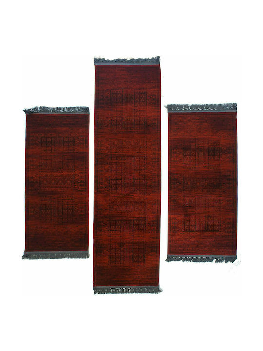 Royal Carpet 7504H Bedroom Rugs Set Afgan Dark Red 11AFG7504H77.067500 3pcs