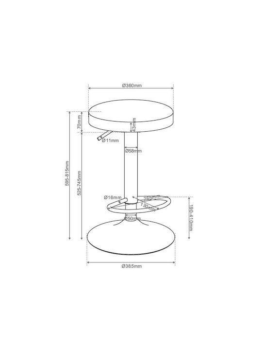 Σκαμπό Μπαρ Lolli με Ρυθμιζόμενο Ύψος Μεντα 38.5x38.5x59.5εκ.